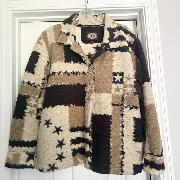 Vintage Boho Western Brown and Black Teddy  Shacket Jacket Retro Design - Picture 1 of 5